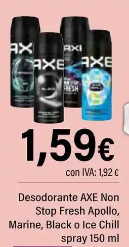 Cash Ifa AXE Desodorante Non Stop Fresh Apollo, Marine, Black o Ice Chill spray oferta