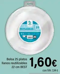 Cash Ifa BEST Bolsa 25 platos llanos reutilizables 22 cm oferta