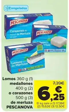 Carrefour Market Pescanova - lomos, medallones o corazones de merluza oferta