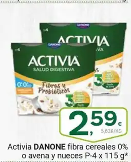Supermercados Dani DANONE Activia fibra cereales 0% o avena y nueces oferta