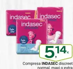 Supermercados Dani INDASEC Compresa discreet normal, maxi o extra oferta