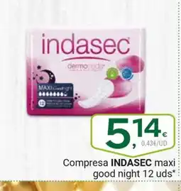 Supermercados Dani INDASEC Compresa maxi good night 12 uds oferta