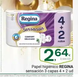 Supermercados Dani REGINA Papel higiénico sensación 3 capas 4 + 2 ud oferta