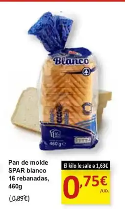 SPAR SPAR Pan de molde blanco 16 rebanadas oferta