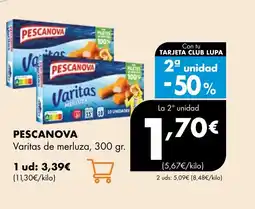 Supermercados Lupa PESCANOVA Varitas de merluza oferta