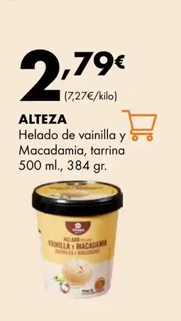 Supermercados Lupa ALTEZA Helado de vainilla y Macadamia, tarrina oferta