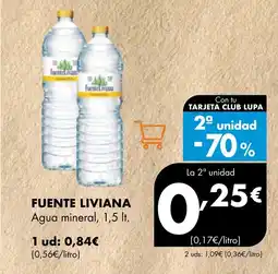 Supermercados Lupa FUENTE LIVIANA Agua mineral oferta