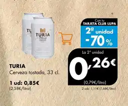 Supermercados Lupa TURIA Cerveza tostada oferta