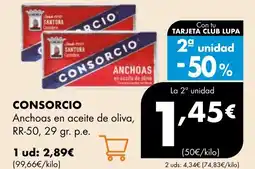 Supermercados Lupa CONSORCIO Anchoas en aceite de oliva oferta