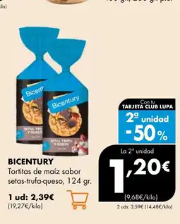 Supermercados Lupa BICENTURY Tortitas de maíz sabor setas-trufa-queso oferta