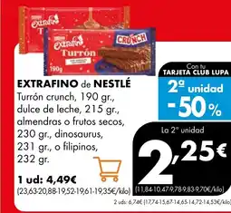 Supermercados Lupa EXTRAFINO de NESTLÉ Turrón crunch dulce de leche oferta