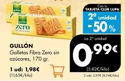 Supermercados Lupa GULLÓN Galletas Fibra Zero sin azúcares oferta