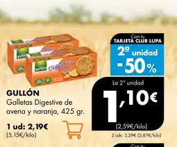 Supermercados Lupa GULLÓN Galletas Digestive de avena y naranja oferta