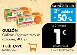 Supermercados Lupa GULLÓN Galletas Digestive zero sin azúcares oferta