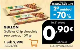Supermercados Lupa GULLÓN Galletas Chip chocolate zero azúcar oferta