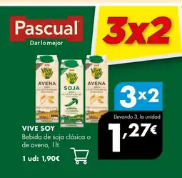 Supermercados Lupa VIVE SOY Bebida de soja clásica o de avena oferta