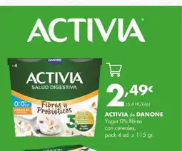 Supermercados Lupa ACTIVIA de DANONE Yogur 0% fibras con cereales oferta