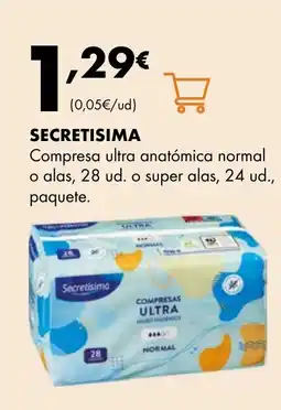 Supermercados Lupa SECRETISIMA Compresa ultra anatómica normal oferta