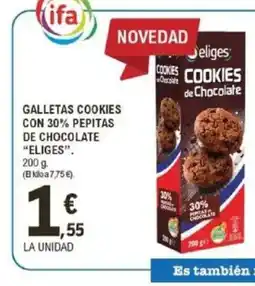 E.Leclerc ELIGES Galletas cookies con 30% pepitas de chocolate oferta