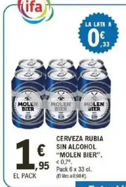E.Leclerc MOLEN BIER Cerveza rubia sin alcohol oferta
