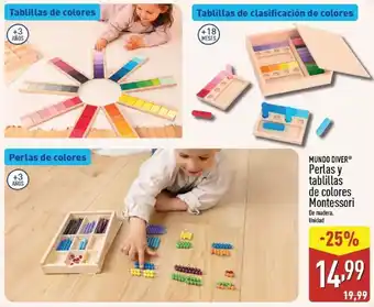 MUNDO DIVER Perlas y tablillas de colores Montessori