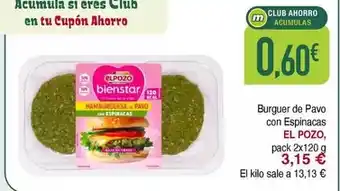 Elpozo - el pozo burguer de pavo con espinacas