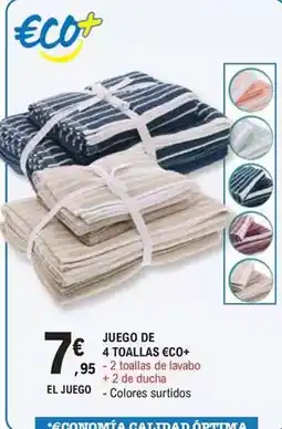 E.Leclerc Juego de 4 toallas eco+ oferta