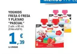 E.Leclerc Pascual - yogikids fresa o fresa y platano oferta