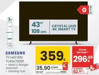 Samsung - tv led uhd tu43u7025f