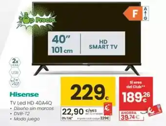 Hisense - tv led hd 40a4q