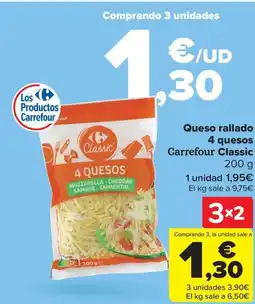 Carrefour Queso rallado 4 quesos Carrefour Classic oferta