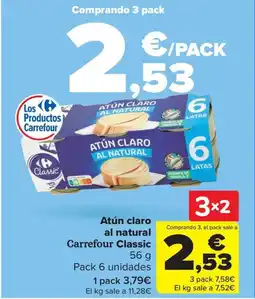 Carrefour Atún claro al natural Carrefour Classic oferta