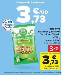 Carrefour Pistachos tostados y salados Carrefour Classic oferta