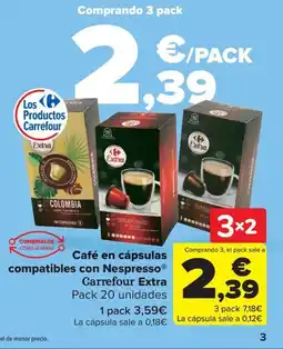 Carrefour Café en cápsulas compatibles con Nespresso Carrefour Extra oferta