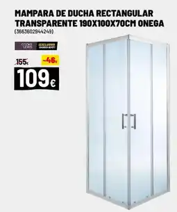 Brico Depôt Mampara de ducha rectangular transparente 190x100x70cm onega oferta