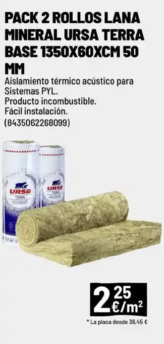 Brico Depôt URSA Pack 2 rollos lana mineral ursa terra base 1350x60xcm 50 mm oferta