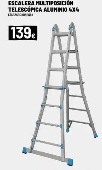 Brico Depôt Escalera multiposición telescópica aluminio 4x4 oferta