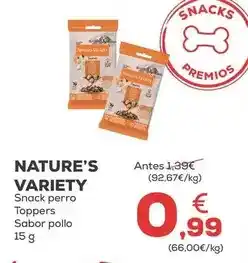 Kiwoko Nature's variety - snack perro toppers sabor pollo oferta