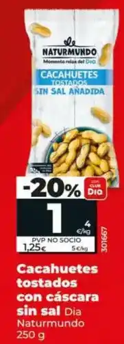 Dia Dia naturmundo - cacahuetes tostados con cáscara sin sal oferta