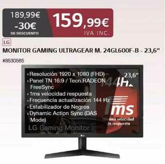 Costco Lg Monitor Gaming Ultragear M. 24gl600f-b-23.6 oferta