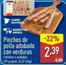 ALDI Pinchos de pollo adobado con verduras oferta