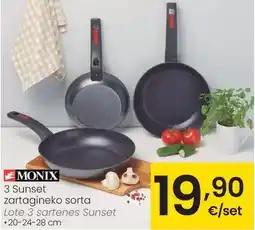 Eroski Monix - lote 3 sartenes sunset oferta