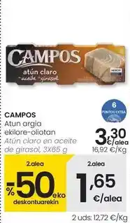 Eroski Campos - atun claro en aceite de girasol oferta