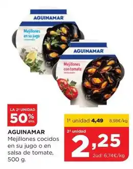 Aguinamar - mejillones cocidos en su jugo o en salsa de tomate