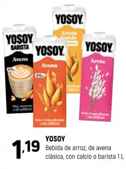 Coviran YOSOY Bebida de arroz, de avena clásica, con calcio o barista oferta