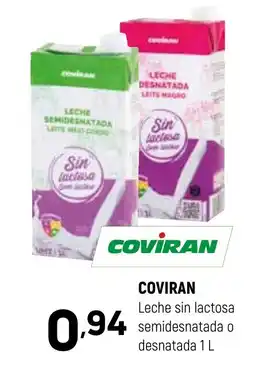 Coviran COVIRAN Leche sin lactosa semidesnatada o desnatada oferta