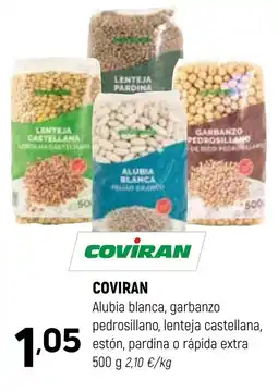 Coviran COVIRAN Alubia blanca, garbanzo pedrosillano, lenteja castellana, estón, pardina o rápida extra oferta