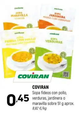Coviran COVIRAN Sopa fideos con pollo, verduras, jardinera o maravilla sobre oferta