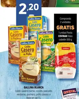 Coviran GALLINA BLANCA Caldo casero carne, cocido, pescado, verduras, puchero, pollo clásico o bajo en sal oferta