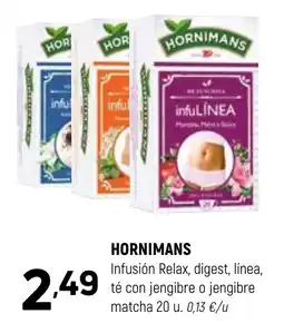 Coviran HORNIMANS Infusión Relax, digest, línea, té con jengibre o jengibre matcha 20 u oferta